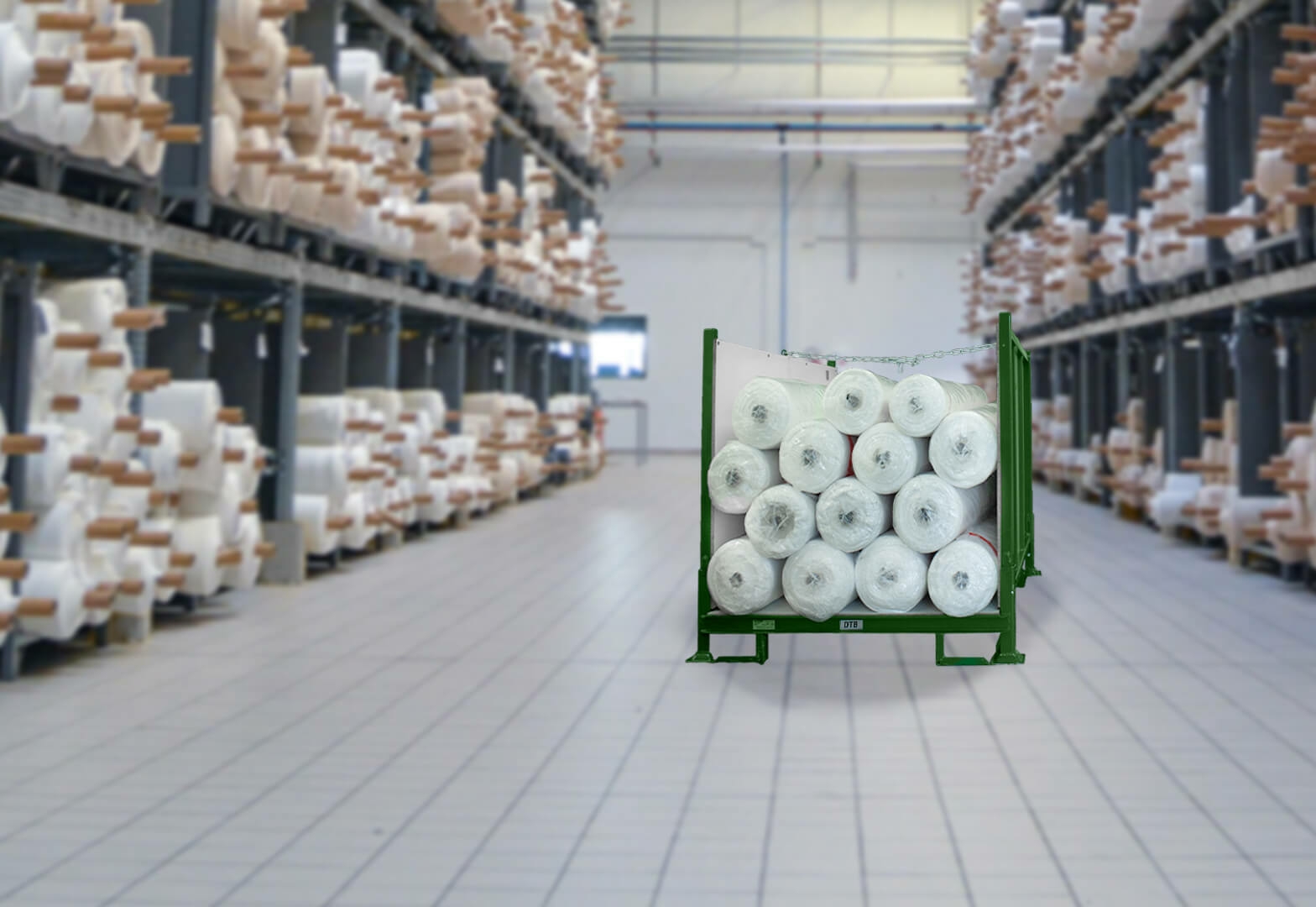 Der Textilbehälter ist speziell auf die Bedürfnisse der Kunden im Textil- und Rollenware-Sektor ausgelegt