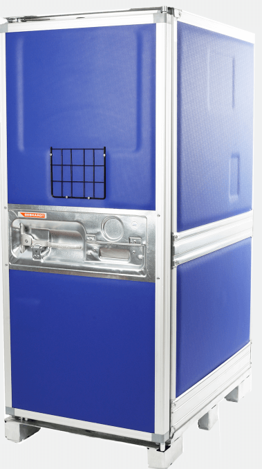 Thermocontainer auf Palette für Lebensmittellogistik und Transport von Lebensmitteln mit sicherer Kühlkette
